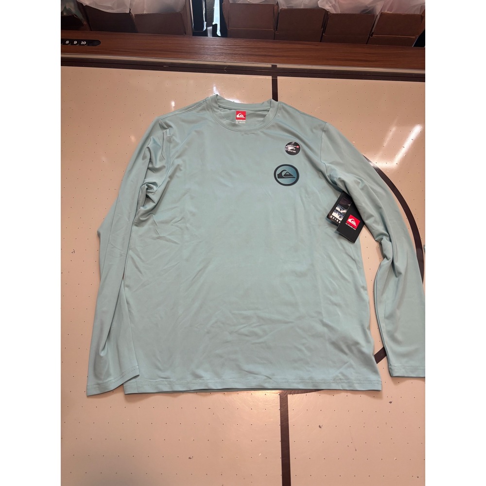 347 Quiksilver Mens Long Sleeve Rash Guard Jade Gray UPF 50 Quick Dry QSM15LS104